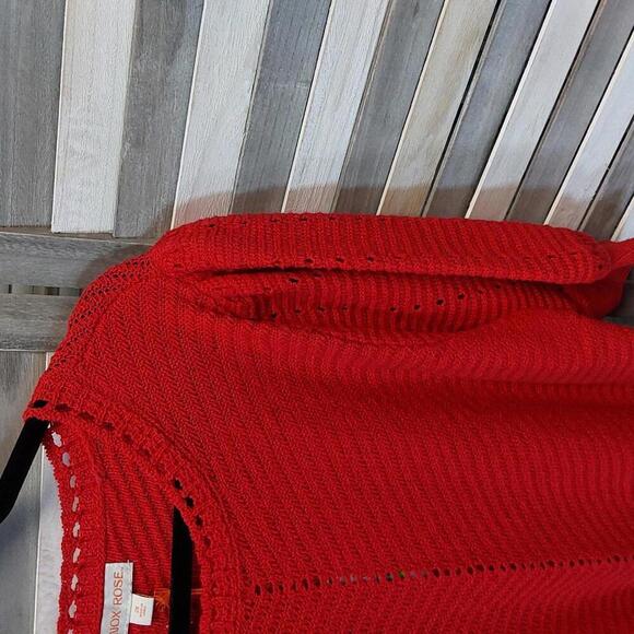 Chic Red Knit Sweater with Puff Sleeves | Knox Rose | 2X - Picture 5 of 12